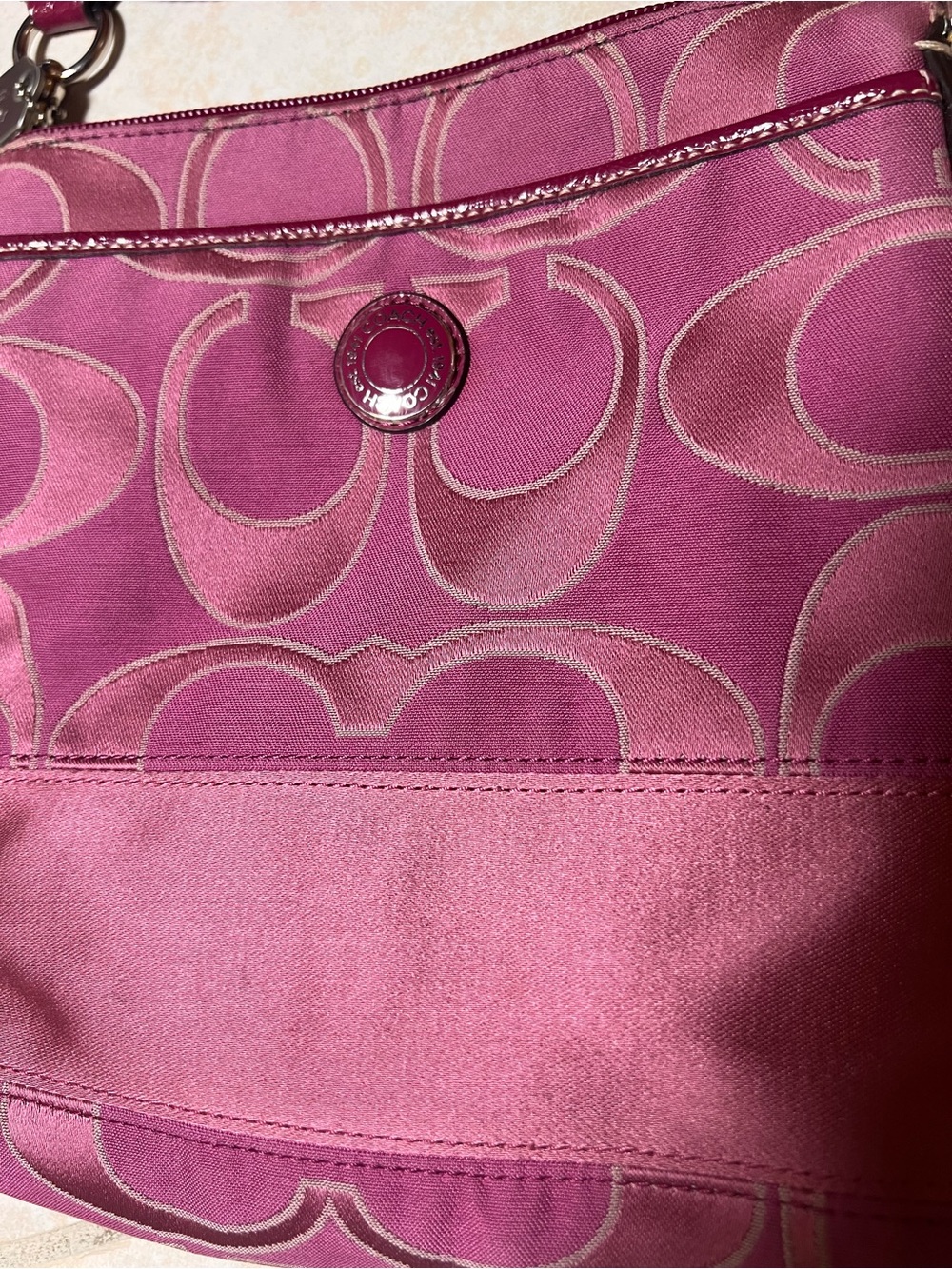 Coach Fuchsia Signature Crossbody Bag - Picture 8 of 9
